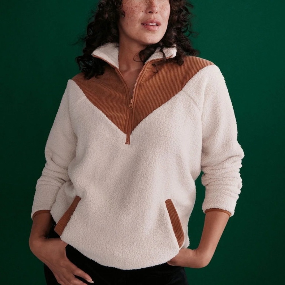 Corduroy Fleece Cream Pullover Size M (8-10)‎